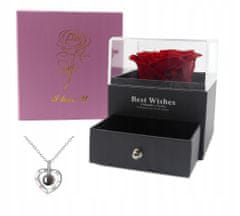 Korbi Věčná růže, květinová krabička, hologramový náhrdelník