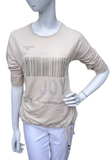 VI AI PI béžové tričko na stažení s černými korálky Velikost: XL