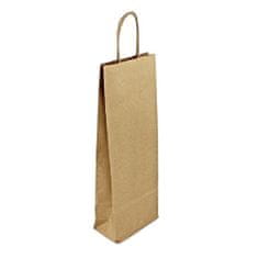 Papírová taška 16 x 8 x 39 cm kroucené ucho - láhev - hnědá - 8 balení