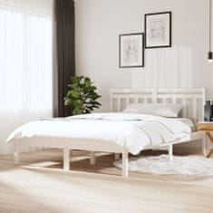 Greatstore Rám postele bílý masivní dřevo 135 x 190 cm Double