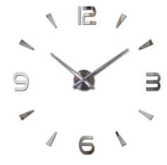 Ikonka Nástěnné hodiny velké 80-120cm stříbrné 4 číslice