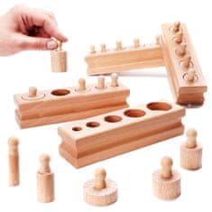 WOWO Dřevěné Montessori Závaží a Válečky pro Třídění - Vzdělávací Hračka