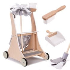 Dětský dřevěný úklidový vozík velká úklidová sada + příslušenství kartáč na mopy