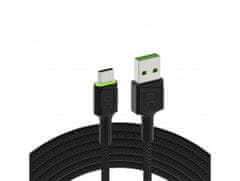 Green Cell KABGC13 rychlonabíjecí kabel Ray USB-A - USB-C zelený LED 200 cm