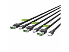 Green Cell KABGCSET04 set 3 rychlodobíjecích kabelů Ray USB - Lightning 30/120 / 200cm bílá LED