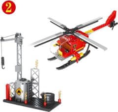 Cogo stavebnice Hasiči - Požární vrtulník zásah u požáru 2v1 164 dílů