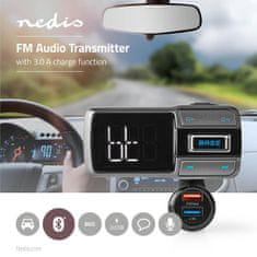 Nedis CATR101BK FM transmitter / Bluetooth / microSD / handsfree do auta / hlasové ovládání / 2 x USB 3A a 2.4A