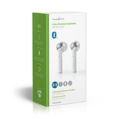 Nedis HPBT3052WT Bluetooth bezdrátová sluchátka do uší, hlasové ovládání, 3 hod. výdrž, nabíjecí pouzdro, bílá