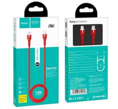 Hoco Data kabel X45 Surplus, USB-C/USB-C (PD) LED, 3A, 60W, 1m, červená