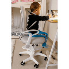 Dětská rostoucí židle s podnoží ANAIS – síťovina, plast, šedá / bílá