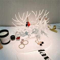 Korbi Stojan na šperky, organizér na strom, paroží bílé