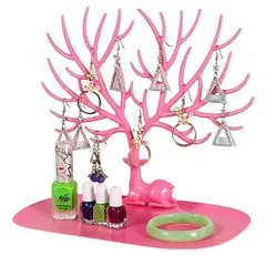 Korbi Stojan na šperky, organizér na strom, paroží růžová