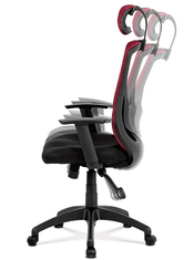 KUPŽIDLE Kancelářská židle na kolečkách SPINE — červená, s bederní opěrkou i podhlavníkem