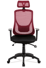 KUPŽIDLE Kancelářská židle na kolečkách SPINE — červená, s bederní opěrkou i podhlavníkem