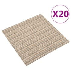 shumee vidaXL podlahové kobercové dlaždice 20 ks 5 m² 50x50 cm béžové pruhy