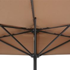 Greatstore Slunečník na balkon hliníková tyč taupe 300 x 150 cm půlkruh