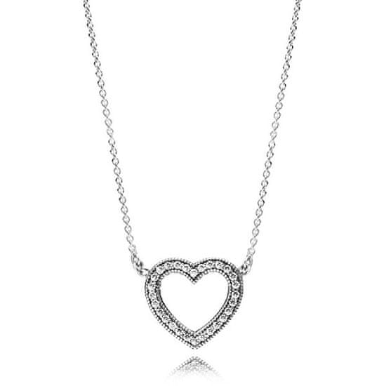 Pandora Stříbrný náhrdelník Milující srdce 590534CZ-45