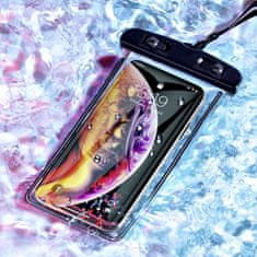 Netscroll Univerzální vodotěsný obal na telefon, vodotěsná taška na telefon, vodotěsný obal na smartphony, nepromokavý a odolný, pro sladkou i slanou vodu, ochrana do 30m hloubky, AquaBag