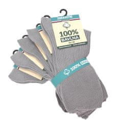 jednobarevné unisex 100% bavlněné zdravotní ponožky 91011 5-pack, světle šedá, 35-38