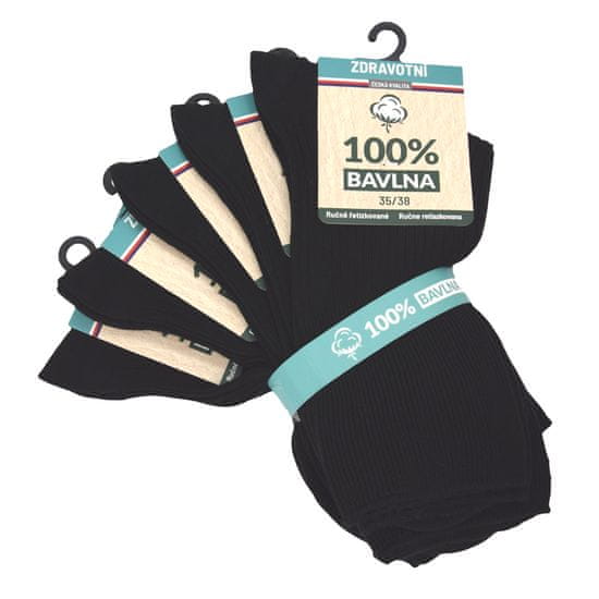 100% BAVLNA jednobarevné unisex 100% bavlněné zdravotní ponožky 91011 5-pack