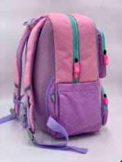 Klarion Praktická růžová ergonomická školní taška Alice+penál