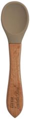 Isabelle Rose Silikonová lžička s bambusovou rukojetí pro nejmenší šedá 14 cm