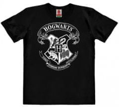 CurePink Dětské tričko Harry Potter: Erb Bradavic - Hogwarts Crest (výška 152 cm) černá bavlna