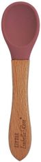 Isabelle Rose Silikonová lžička s bambusovou rukojetí pro nejmenší tmavě růžová 14 cm