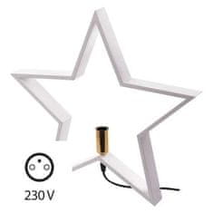 Emos Svícen na žárovku ZY2214 Svícen na žárovku E14 dřevěný bílý, hvězda, 48cm, vnitřní