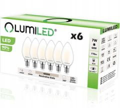 LUMILED 6x LED žárovka E14 7W = 60W 4000K FILAMENT LUMILED