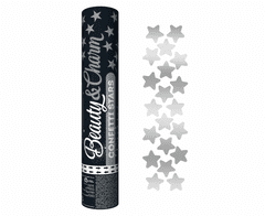 GoDan Vystřelovací konfety - Beauty & Charm - stříbrné hvězdy - 30 cm