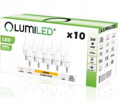 LUMILED 10x LED žárovka E14 FLAME 5W = 40W 3000K LUMILED