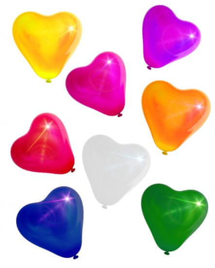 Aga4Kids Latexový balónek Srdce s LED diodou mix barev 25 cm