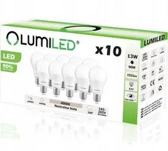LUMILED 10x LED žárovka E27 13W 1350lm A60 4000K LUMILED