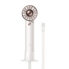 BASEUS Flyer Turbine ruční / stolní ventilátor + kabel USB / USB-C, bílý