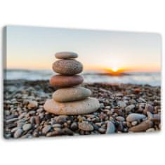shumee Obraz na plátně, Zen stones na pláži - 60x40