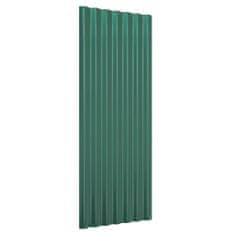 Greatstore Střešní panely 12 ks práškově lakovaná ocel zelené 100 x 36 cm