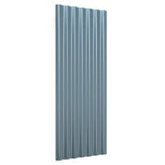Greatstore Střešní panely 12 ks práškově lakovaná ocel šedé 100 x 36 cm