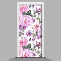 Wallmuralia Samolepící tapeta na dveře Květiny a motýli 75x205 cm