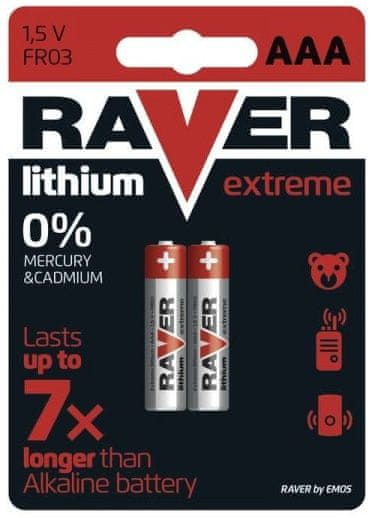 Raver Baterie AAA Litium Raver