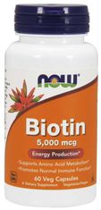 NOW Foods Biotin, 5000 ug, 60 rostlinných kapslí