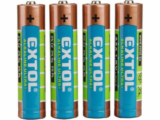 Extol Energy Baterie alkalické ULTRA +, 4ks, 1,5V AAA (LR03)
