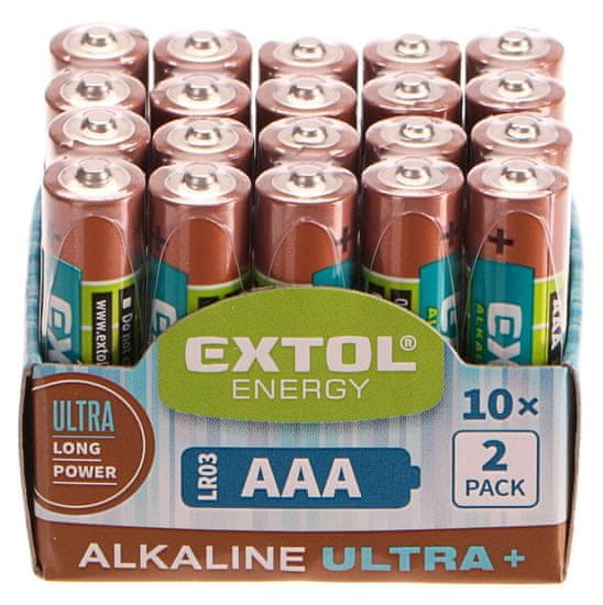 Extol Light Baterie alkalické EXTOL ENERGY ULTRA +, 20ks, 1,5V AAA (LR03)