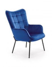 Designové relaxační křeslo CASTEL— kov, látka, modrá