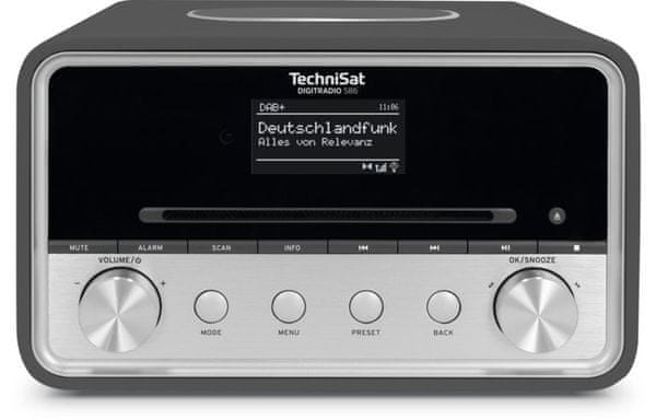  moderní radiopřijímač technisat digitradio 586 wifi internetové rádio cd přehrávač aux in vstup oled stmívatelný displej stereo reproduktor 