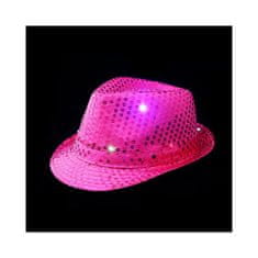 Klobouk disco růžový s LED světýlky