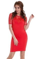 YNS Dámské společenské šaty s krátkým rukávem EMAMODA červené - Červená - YNS červená S