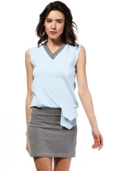 BeWear Letní šaty mini značkové BeWear bez rukávu krátké světle modré - Modrá - BeWear