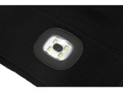 Cattara Čepice BLACK s LED svítilnou USB nabíjení