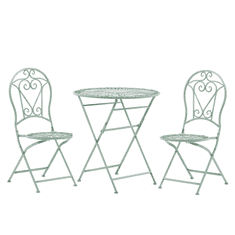 Beliani Balkonová sada zelená se 2 skládacími židlemi a kovovým stolem TRENTO